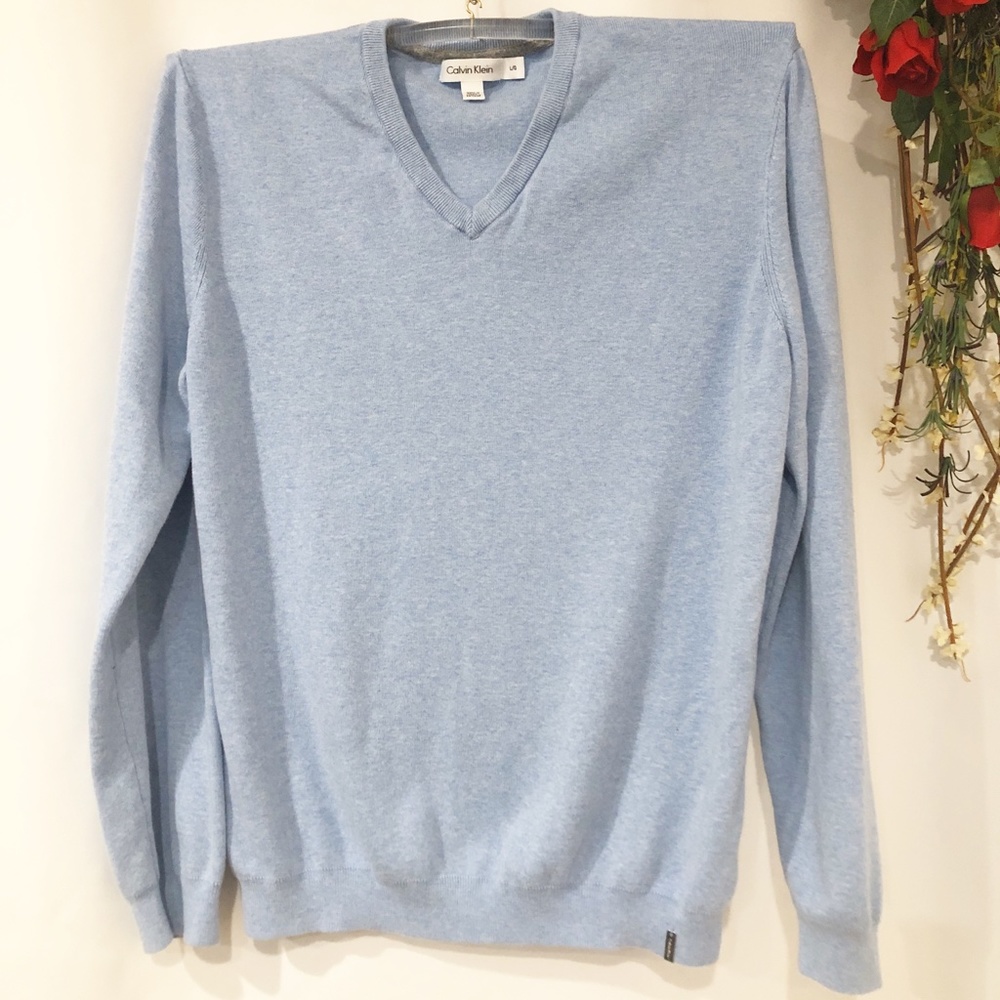 Calvin Klein Lightweight V-Neck Sweater Light Blue | Men’s L | NWOT